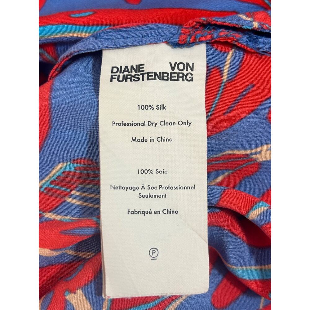 DVF Diane von Furstenberg Elsden Silk Mini Dress Size 8 Abstract Blue Red Floral - Picture 8 of 12